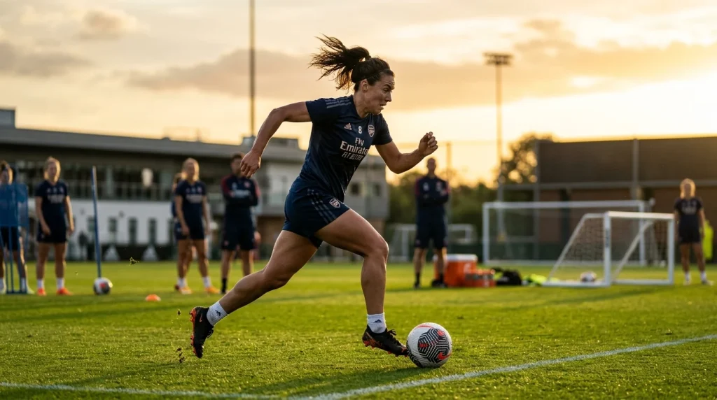 Futbolista femenina entrenamiento profesional