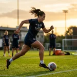Futbolista femenina entrenamiento profesional