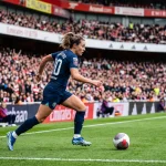 Jugadora de Fútbol Profesional: Formación, Exigencias Competitivas y Carrera Deportiva 3 Futbolista profesional conduciendo el balon en partido oficial